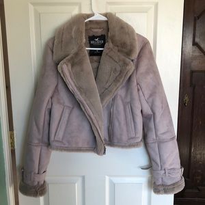 Hollister California Womens Medium Faux Suede and Faux Fur Biker Jacket